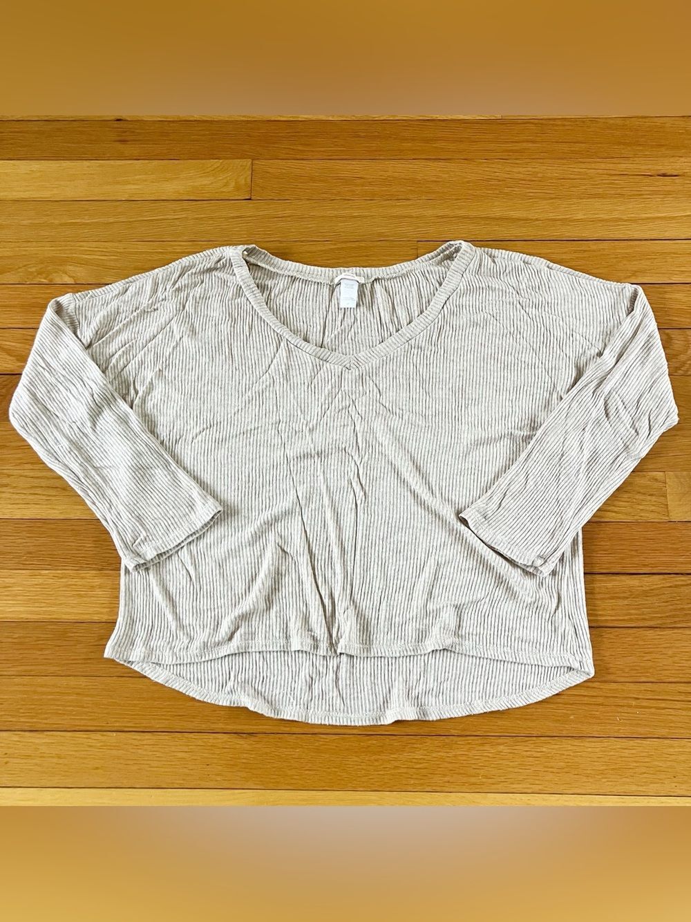 Eberjey Beige Neutral Ribbed Boxy Loose Comfy Soft Pajama PJ Lounge Top Small